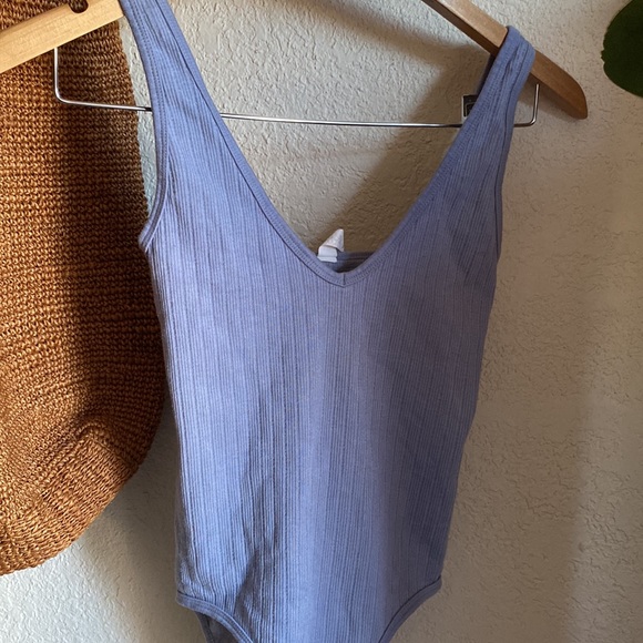 Aura Stretch Bodysuit - Ribbed Powder Blue - Picture 3 of 9